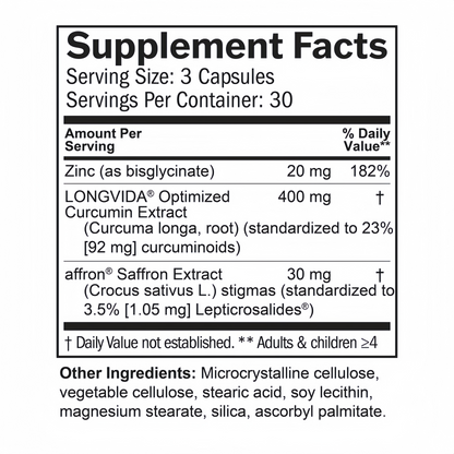 BRAINMD Dr Amen Happy Saffron Plus - 90 Capsules - with Saffron Flower Extract, Curcumin & Zinc - Vegan, Gluten Free - 30 Servings | 30 Servings